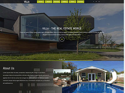 别墅房地产Bootstrap模板是一款大气单页的房地产开发公司网站模板